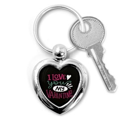  I Love You My Valentine / Our Two Hearts Pattern (black) Key Chains (heart)  by FashionFling