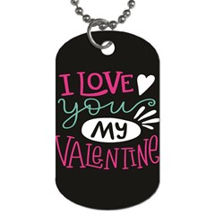  I Love You My Valentine / Our Two Hearts Pattern (black) Dog Tag (one Side) by FashionFling