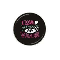  I Love You My Valentine / Our Two Hearts Pattern (black) Hat Clip Ball Marker by FashionFling