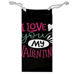  I Love You My Valentine / Our Two Hearts Pattern (black) Jewelry Bag by FashionFling