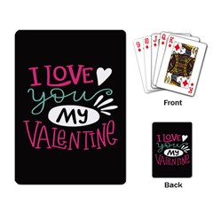  I Love You My Valentine / Our Two Hearts Pattern (black) Playing Card by FashionFling