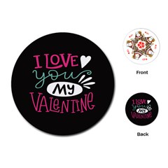  I Love You My Valentine / Our Two Hearts Pattern (black) Playing Cards (round)  by FashionFling