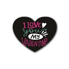  I Love You My Valentine / Our Two Hearts Pattern (black) Heart Coaster (4 Pack)  by FashionFling