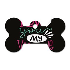  I Love You My Valentine / Our Two Hearts Pattern (black) Dog Tag Bone (two Sides) by FashionFling