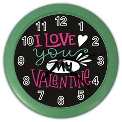  I Love You My Valentine / Our Two Hearts Pattern (black) Color Wall Clocks by FashionFling