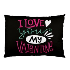  I Love You My Valentine / Our Two Hearts Pattern (black) Pillow Case by FashionFling