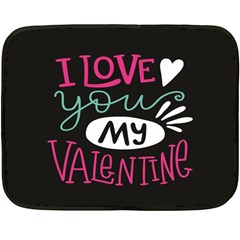  I Love You My Valentine / Our Two Hearts Pattern (black) Fleece Blanket (mini) by FashionFling