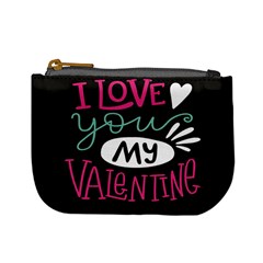  I Love You My Valentine / Our Two Hearts Pattern (black) Mini Coin Purses by FashionFling