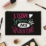  I Love You My Valentine / Our Two Hearts Pattern (black) Cosmetic Bag (Large)  Front