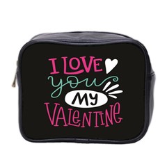  I Love You My Valentine / Our Two Hearts Pattern (black) Mini Toiletries Bag 2-side by FashionFling