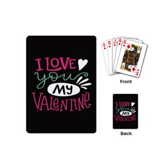  I Love You My Valentine / Our Two Hearts Pattern (black) Playing Cards (mini)  by FashionFling