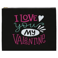  I Love You My Valentine / Our Two Hearts Pattern (black) Cosmetic Bag (xxxl)  by FashionFling