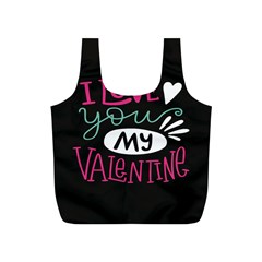  I Love You My Valentine / Our Two Hearts Pattern (black) Full Print Recycle Bags (s)  by FashionFling