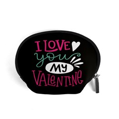  I Love You My Valentine / Our Two Hearts Pattern (black) Accessory Pouches (small)  by FashionFling