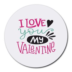 I Love You My Valentine / Our Two Hearts Pattern (white) Round Mousepads