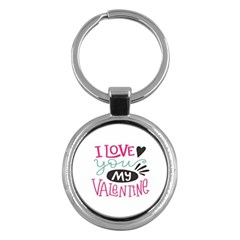 I Love You My Valentine / Our Two Hearts Pattern (white) Key Chains (round)  by FashionFling