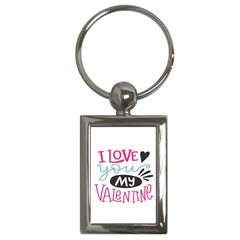 I Love You My Valentine / Our Two Hearts Pattern (white) Key Chains (rectangle)  by FashionFling