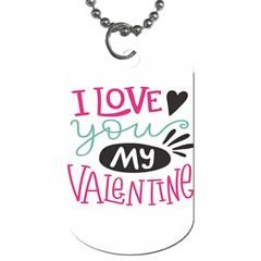 I Love You My Valentine / Our Two Hearts Pattern (white) Dog Tag (One Side)