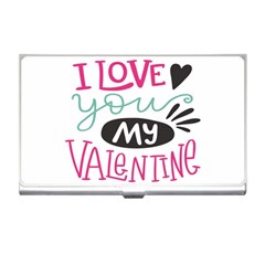 I Love You My Valentine / Our Two Hearts Pattern (white) Business Card Holders