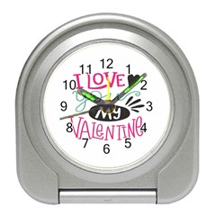 I Love You My Valentine / Our Two Hearts Pattern (white) Travel Alarm Clocks