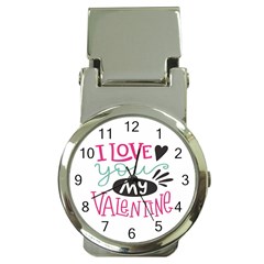 I Love You My Valentine / Our Two Hearts Pattern (white) Money Clip Watches