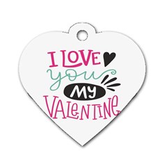 I Love You My Valentine / Our Two Hearts Pattern (white) Dog Tag Heart (Two Sides)