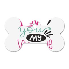 I Love You My Valentine / Our Two Hearts Pattern (white) Dog Tag Bone (Two Sides)