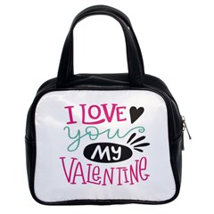 I Love You My Valentine / Our Two Hearts Pattern (white) Classic Handbags (2 Sides)