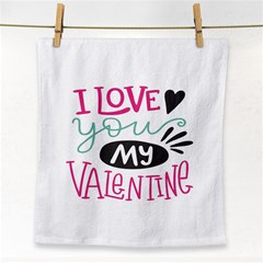 I Love You My Valentine / Our Two Hearts Pattern (white) Face Towel