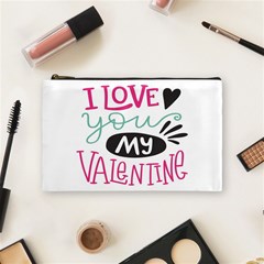 I Love You My Valentine / Our Two Hearts Pattern (white) Cosmetic Bag (Medium) 