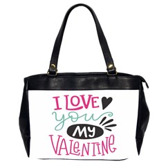 I Love You My Valentine / Our Two Hearts Pattern (white) Office Handbags (2 Sides)  by FashionFling