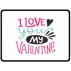 I Love You My Valentine / Our Two Hearts Pattern (white) Fleece Blanket (large)  by FashionFling