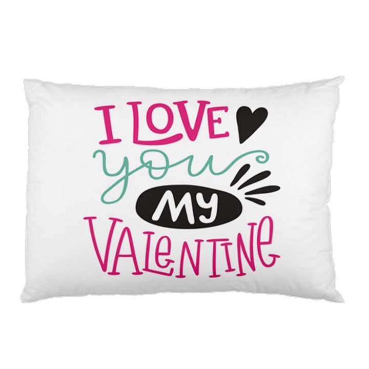 I Love You My Valentine / Our Two Hearts Pattern (white) Pillow Case (Two Sides)