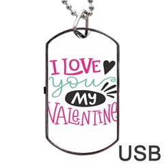 I Love You My Valentine / Our Two Hearts Pattern (white) Dog Tag Usb Flash (two Sides) by FashionFling