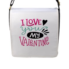 I Love You My Valentine / Our Two Hearts Pattern (white) Flap Messenger Bag (L) 