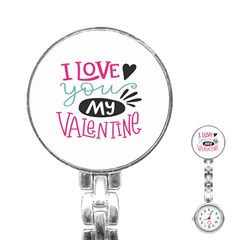 I Love You My Valentine / Our Two Hearts Pattern (white) Stainless Steel Nurses Watch