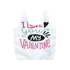 I Love You My Valentine / Our Two Hearts Pattern (white) Full Print Recycle Bags (S) 