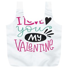 I Love You My Valentine / Our Two Hearts Pattern (white) Full Print Recycle Bags (L) 