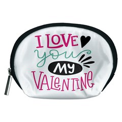 I Love You My Valentine / Our Two Hearts Pattern (white) Accessory Pouches (medium)  by FashionFling