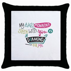 My Every Moment Spent With You Is Diamond To Me / Diamonds Hearts Lips Pattern (white) Throw Pillow Case (black) by FashionFling