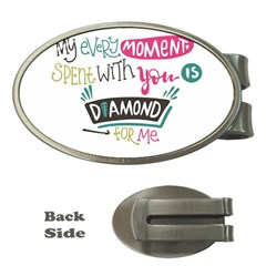 My Every Moment Spent With You Is Diamond To Me / Diamonds Hearts Lips Pattern (white) Money Clips (oval)  by FashionFling