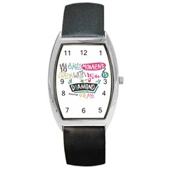 My Every Moment Spent With You Is Diamond To Me / Diamonds Hearts Lips Pattern (white) Barrel Style Metal Watch