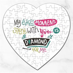 My Every Moment Spent With You Is Diamond To Me / Diamonds Hearts Lips Pattern (white) Jigsaw Puzzle (heart) by FashionFling