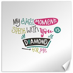 My Every Moment Spent With You Is Diamond To Me / Diamonds Hearts Lips Pattern (white) Canvas 16  X 16   by FashionFling