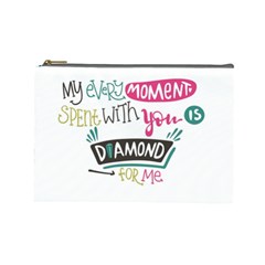 My Every Moment Spent With You Is Diamond To Me / Diamonds Hearts Lips Pattern (white) Cosmetic Bag (large)  by FashionFling