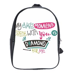 My Every Moment Spent With You Is Diamond To Me / Diamonds Hearts Lips Pattern (white) School Bags(large)  by FashionFling