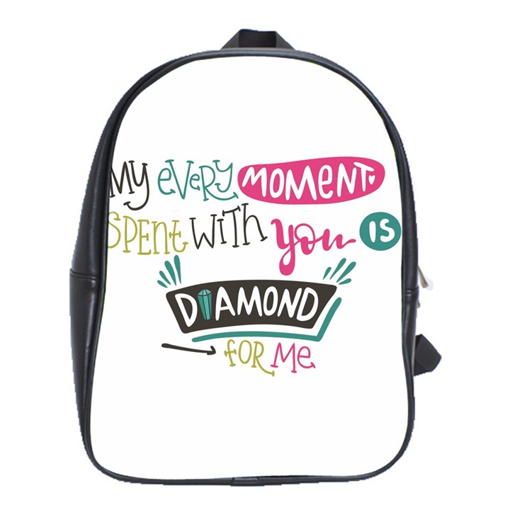 My Every Moment Spent With You Is Diamond To Me / Diamonds Hearts Lips Pattern (white) School Bags(Large) 