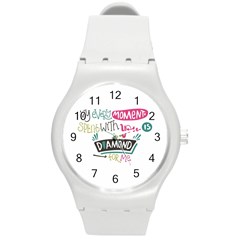 My Every Moment Spent With You Is Diamond To Me / Diamonds Hearts Lips Pattern (white) Round Plastic Sport Watch (m) by FashionFling