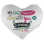 My Every Moment Spent With You Is Diamond To Me / Diamonds Hearts Lips Pattern (white) Large 19  Premium Heart Shape Cushions Front