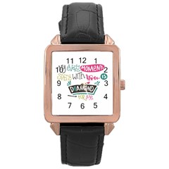 My Every Moment Spent With You Is Diamond To Me / Diamonds Hearts Lips Pattern (white) Rose Gold Leather Watch 